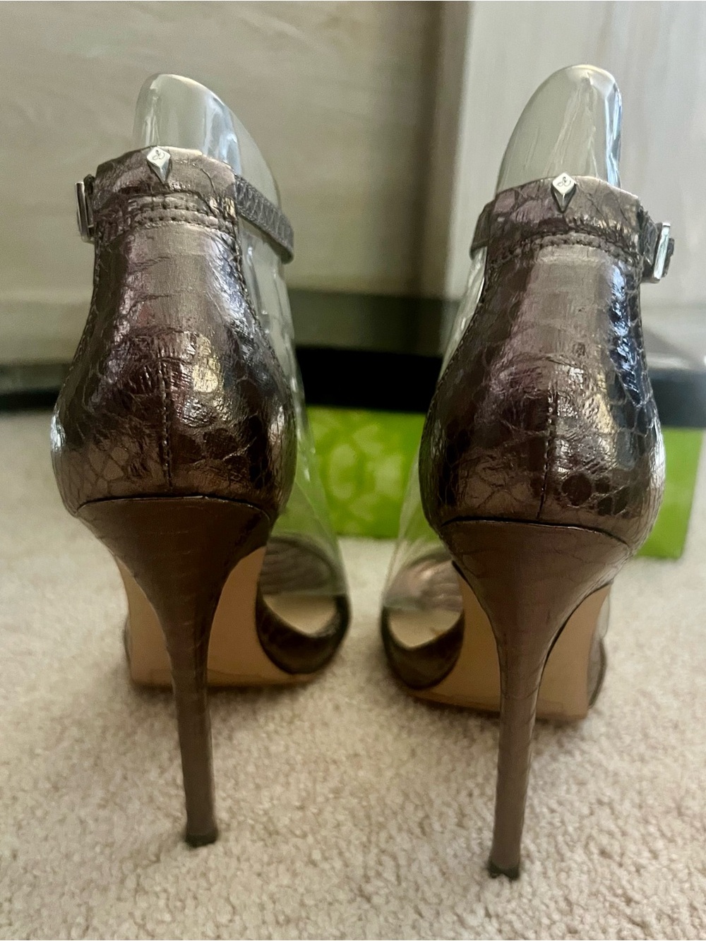 Sam Edelman Metallic Pewter High Heel Sandals with Ankle Strap Size 5 - Picture 4 of 4